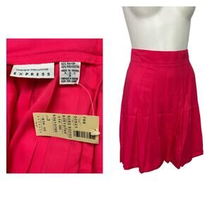 NWT 90s Express Pleated Skirt Pink High Waist A Line Mini Womens Size 3 *